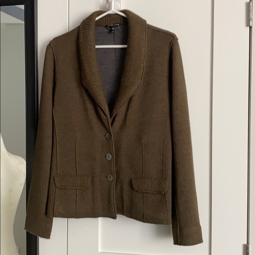 Eileen Fisher Merino Wool Blend Cardigan Sweater